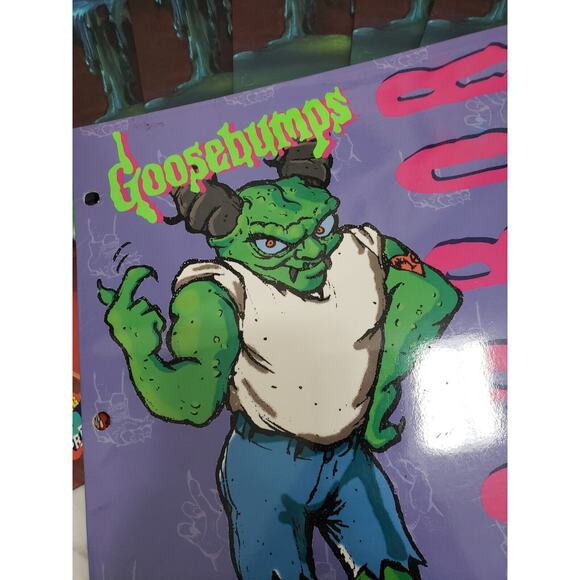 7 Vintage Goosebumps Folders R.L Stine Curly Monster Blood Horror 90's Deadstock - Picture 3 of 9